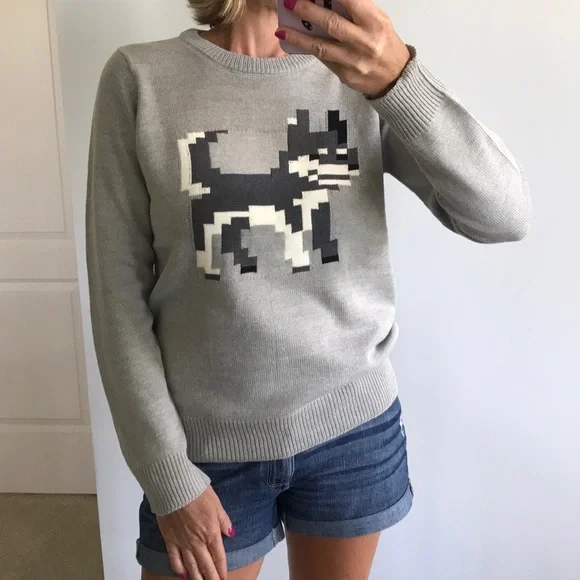 Grey Pixel Dog Sweater - Picture 3 of 8